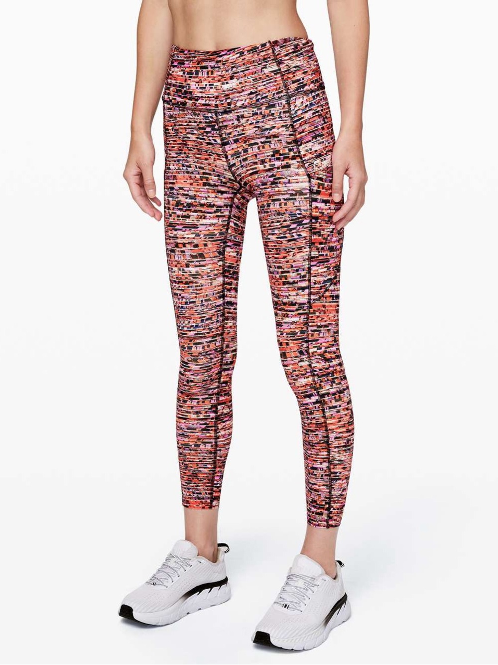 Lululemon Fast and Free Tight II 25" *NuluxFlash Pleat Orange Multi size 6